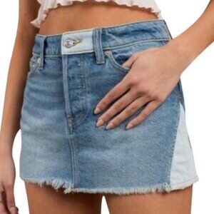 We The Free by Free People light blue patchwork denim mini skirt size 24